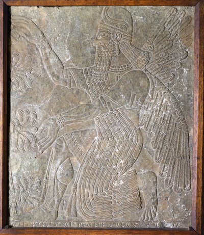 Stenen plaat met afbeelding van koning Ashurbanipal I (668-626 v.Chr.) door Assyrian